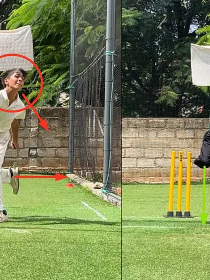 A closer look at the leg spinner's transformation. Notice the improved head position and body alignment, which were achieved through targeted drills to enhance stability and control.