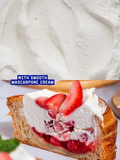 The smooth mascarpone cream and fresh strawberry filling make this danish incredibly light and delicious.