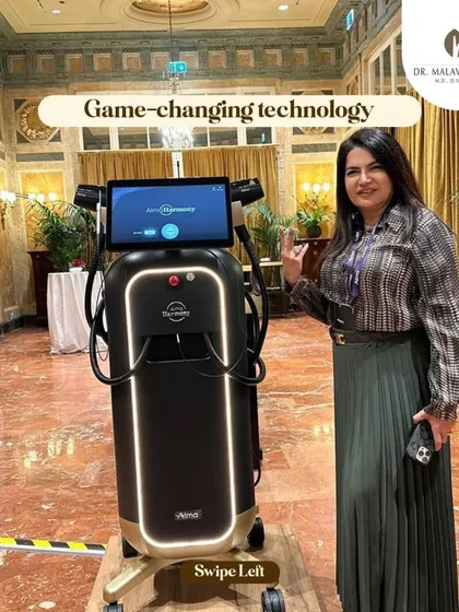 Pictured with the game-changing Alma Harmony laser platform in Rome. This technology represents a significant advancement in multi-platform aesthetic solutions.