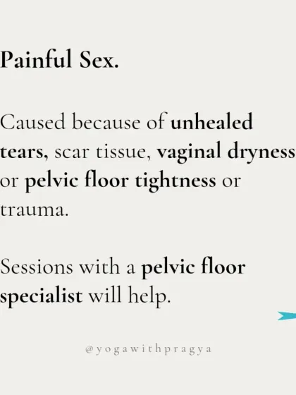 Painful sex postpartum can be caused by unhealed tears, scar tissue, vaginal dryness, or pelvic floor tightness. These issues are treatable, and sessions with a pelvic floor specialist can provide immense relief.