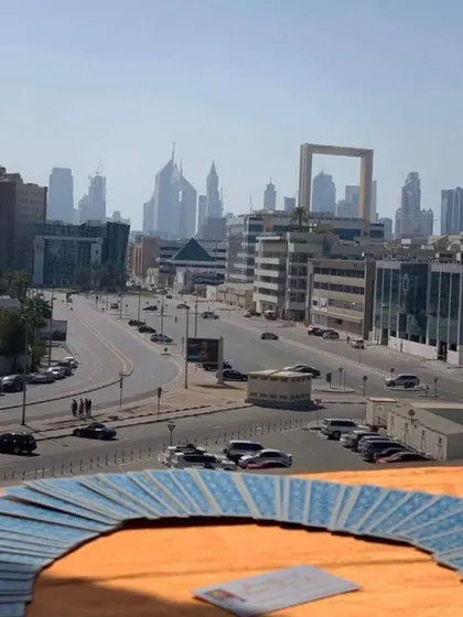 Taking my tarot cards on my travels to Dubai. Guidance and spiritual connection know no borders, and I am grateful to share my work wherever I go.