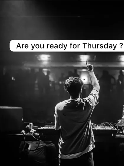 "Are you ready for Thursday?" A powerful black and white shot from behind the decks at Sunburn, getting the crowd hyped for the night ahead.