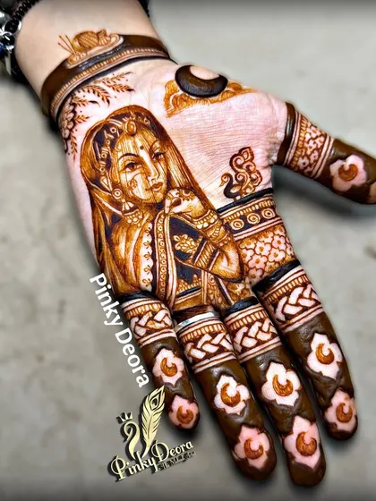 A graceful bride in a ghoonghat, her eyes telling a story of their own. This style of portrait focuses on the elegance and mystique of a traditional bride.