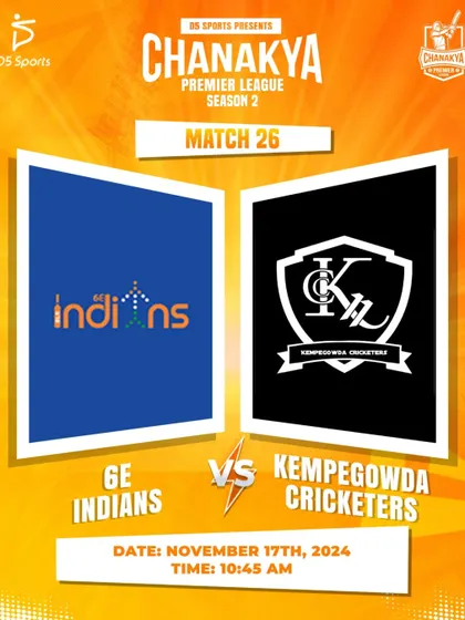 Another fixture from Week 5, with 6E Indians taking on Kempegowda Cricketers. The league schedule is packed with intense matchups.