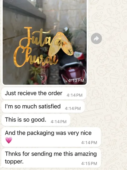 "Just recieve the order. I'm so much satisfied. This is so good. And the packaging was very nice." I'm so happy to hear that the "Juta Churai" topper and its packaging were a hit!