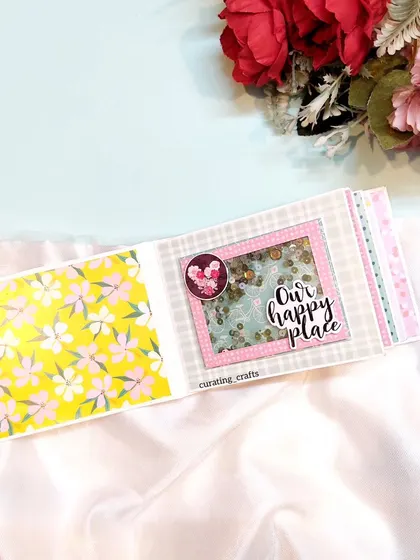 This page features a shaker element with the words "Our happy place."