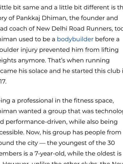 A snippet from an article in the Indian Express that featured our club. It's great to see our small but impactful community getting recognized for spreading the joy of running.