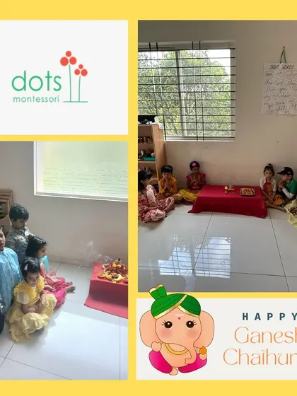 A quiet moment of prayer during our Ganesh Chaturthi celebration. Even our youngest children learn to participate in rituals with a sense of reverence and respect.