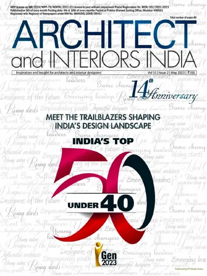 The cover of Architect and Interiors India announcing the iGen 2023 awards. It is an honor to be featured alongside India's most inspiring young design minds.