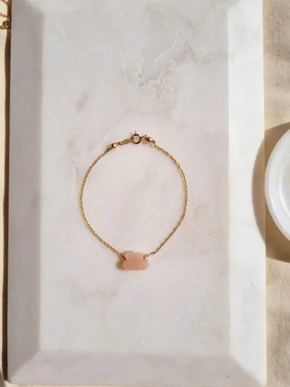 The 'amegh' Peach Moonstone cloud bracelet, a simple and beautiful piece.