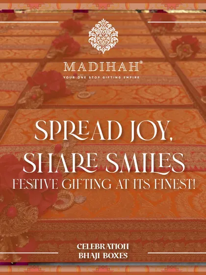 Spread joy, share smiles. This graphic overlay on my Celebration Bhaji Boxes perfectly captures the spirit of festive gifting, which is all about sharing happiness with loved ones.