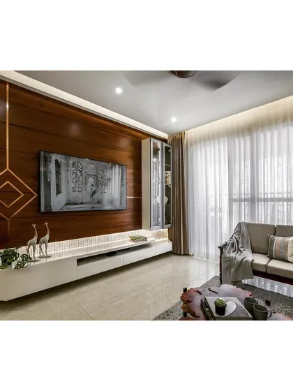 The completed living room, a testament to our meticulous planning and execution, perfectly matching the initial design intent.