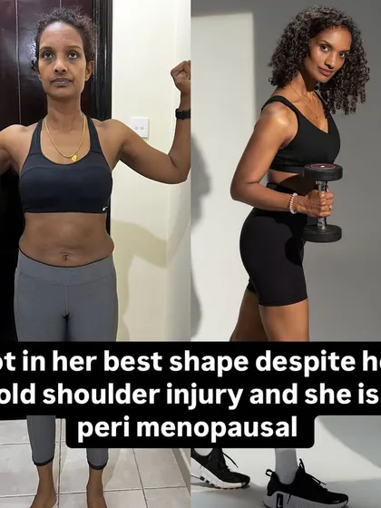 This client got into her best shape despite an old shoulder injury and being perimenopausal. We worked together to create a plan that was safe, effective, and tailored to her body's specific needs, proving that limitations can be overcome with the right guidance.