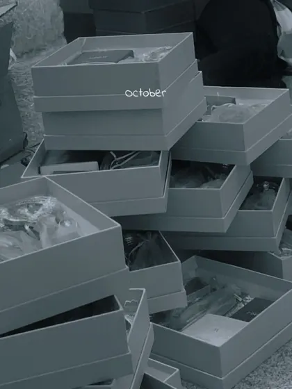 More behind-the-scenes shots from the festive season. These boxes are filled and ready to be delivered, each one a small package of joy.