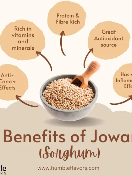 Jowar, also known as sorghum, is an incredibly beneficial grain. It's a great source of protein and fiber, has anti-inflammatory properties, and is rich in vitamins and minerals, making it a healthy choice for everyone.