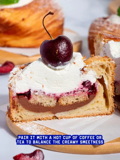 The creamy sweetness of the Cherry Trifle is perfectly balanced when paired with a hot cup of coffee or tea.