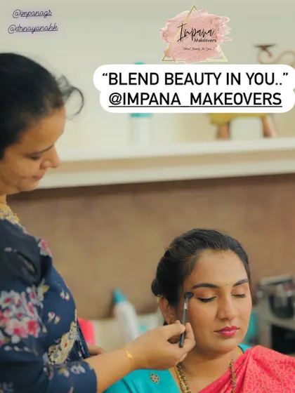 Here I am, in my element, applying eyeshadow for a client. My goal is always to 'Blend Beauty in You', and in my courses, I share these exact professional application techniques so you can master them for yourself.