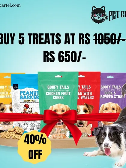 Get more for less with this special bundle deal on Goofy Tails treats. This offer gives you a variety of five different treat packs at a significant discount.