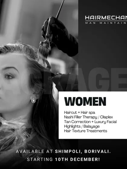 Check out our exclusive packages for women, available at our Shimpoli, Borivali salon. Options include haircut and spa, Nashi Filler Therapy, luxury facials, and balayage treatments.