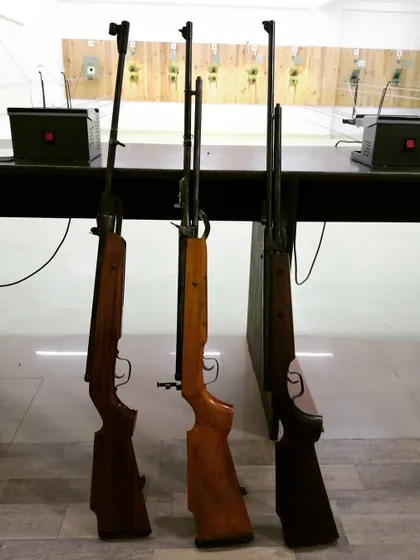 Some vintage air rifles from our collection. These classics still shoot great and offer a different feel from modern competition rifles.