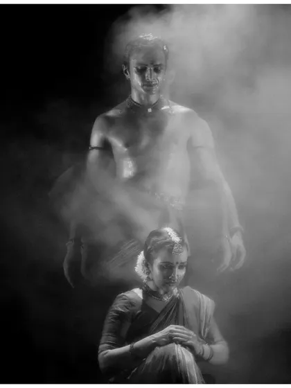 A ghostly, layered image from 'Naga Mandala'. This visual effect captures the supernatural and psychological elements of the story.