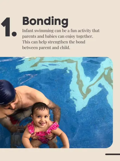 Infant swimming is a fun activity that strengthens the bond between parent and child.
