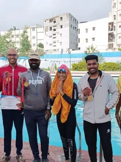 The team celebrating a successful haul at the State Masters Championships. We train as individuals but celebrate our victories as a united squad.