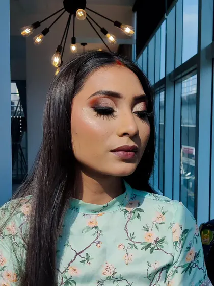 Another angle of the half cut crease, showing how the light catches the shimmer on the eyelid.