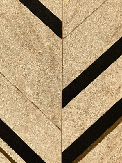 This modern wallpaper design features clean lines and a wood-grain texture, creating a sleek and sophisticated look. It's perfect for a contemporary home seeking a touch of warmth.