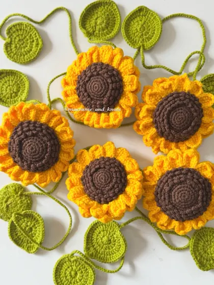 These crochet sunflower curtain tiebacks are a cheerful way to hold back your curtains and let the sunshine in.