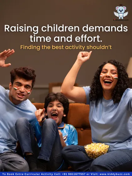 Raising children demands time and effort. Finding the best activity shouldn't. This image of a happy family watching a game captures the joy we want to bring back to parenting.