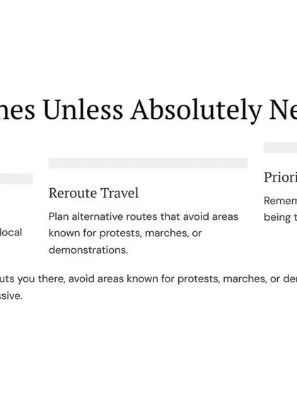 Avoid hot zones unless absolutely necessary. Stay informed using live maps and news, reroute your travel, and remember that the best self-defense is not being there in the first place.