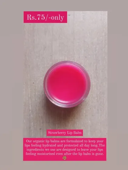 My organic Strawberry Lip Balm is formulated to keep your lips hydrated and protected all day long. It's made with nourishing ingredients like shea butter and jojoba oil.
