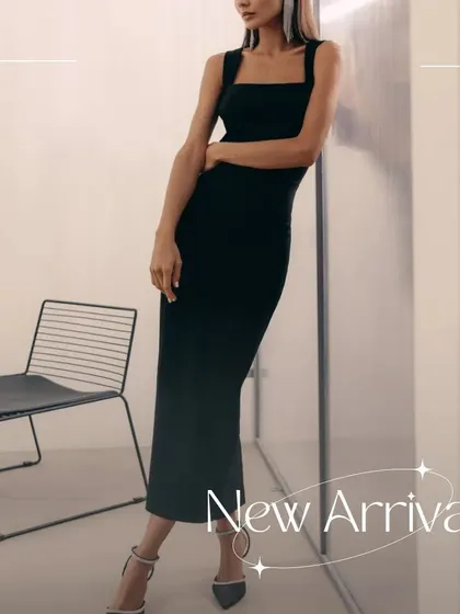 The Luca dress, styled for a chic, modern look. Its simplicity makes it a perfect canvas for bold accessories.