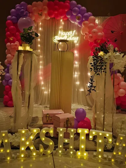An identical full shot of the 12th birthday party setup.
