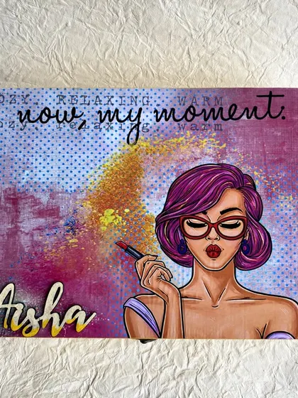 A top-down view of the personalized 'Aisha' jewelry box, showing the fun and colorful design.