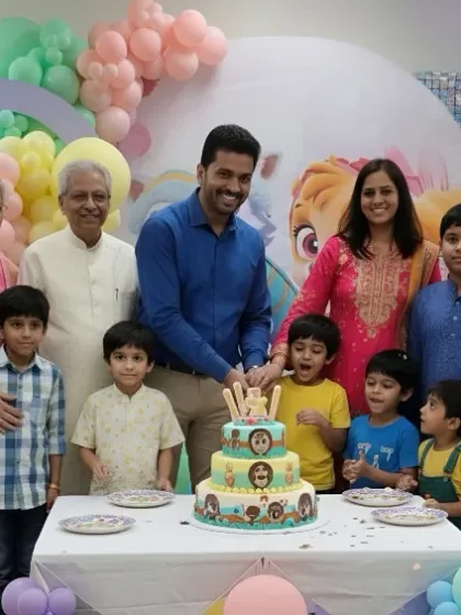 A beautiful multi-generational family photo at a Paw Patrol themed birthday. My goal is to create a backdrop that makes every photo a cherished memory.