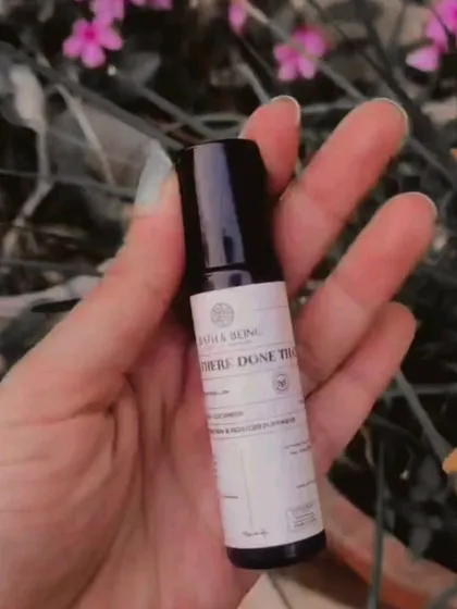 A close-up of our 'Bean There Done That' under-eye roll-on. It uses cold-pressed oils of coffee, chia, and hemp to reduce dark circles and puffiness.