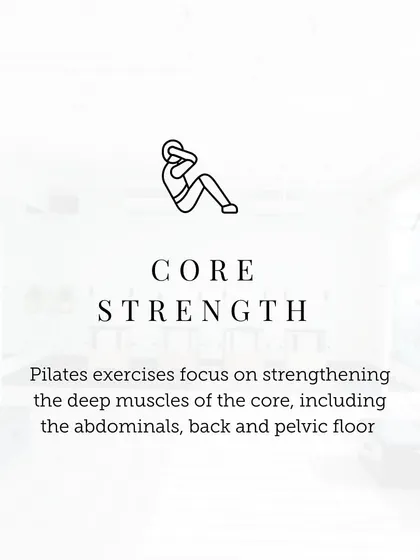 Pilates exercises focus on strengthening the deep muscles of the core, including the abdominals, back, and pelvic floor, which is the foundation of all movement.