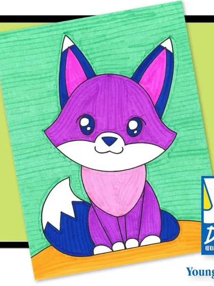 This adorable purple fox is an example from our baby animals curriculum. These lessons are a hit with younger students and teach basic shapes and expressions in a fun way.