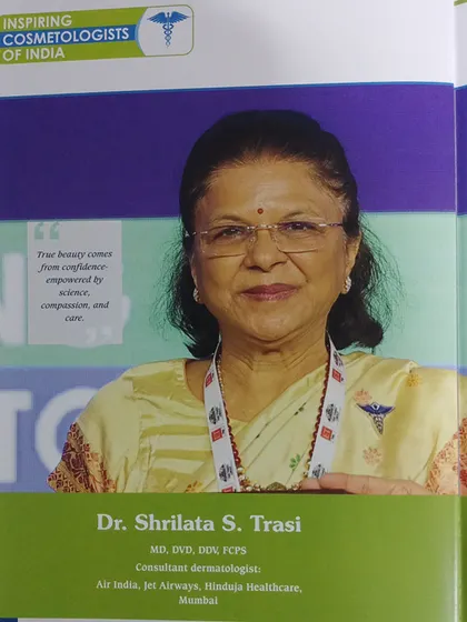 Dr. Shrilata S. Trasi was featured in Inspiring Cosmetologist Magazine, highlighting her journey as a pioneer in aesthetic dermatology. Her quote, "True beauty comes from confidence," reflects her philosophy of care.