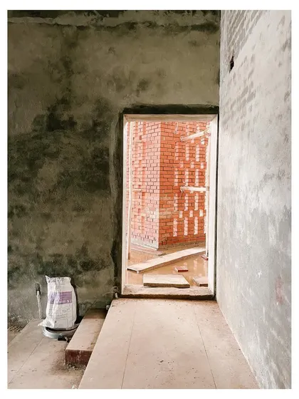 Duplicate of the doorway view during construction.