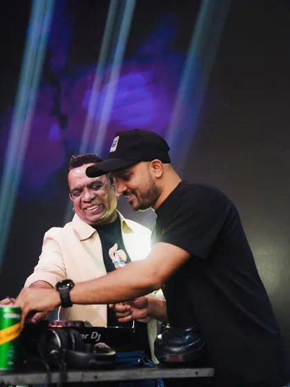 On the decks with my best buddy. We always have a great time playing together and feeding off each other's energy.