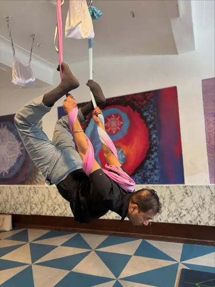 Every body can benefit from inversions. Here, we see how the hammock can be adjusted to provide the right amount of support for a deep, restorative spinal stretch.