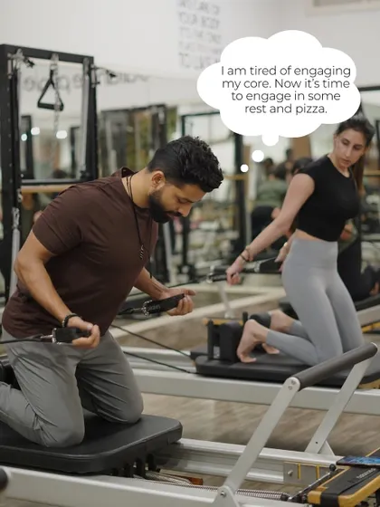 "I am tired of engaging my core. Now it's time to engage in some rest and pizza." Balance is key, in Pilates and in life.