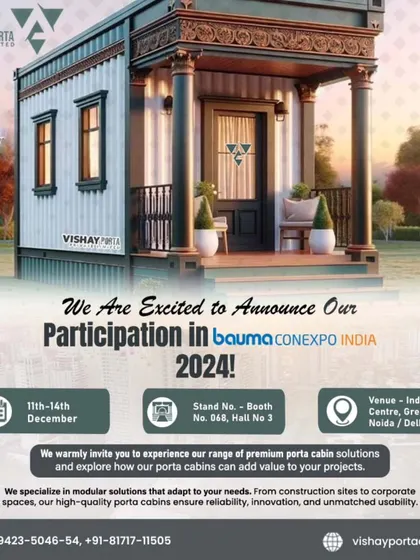 I don't just build, I innovate. I am excited to showcase my latest designs at BAUMA CONEXPO INDIA 2024, one of the biggest events in the construction industry. This shows my commitment to bringing you the best in modular and prefabricated solutions.