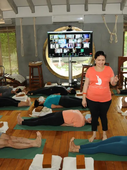 A class in session, with students both in-person and online. Every journey begins with a single step, and our introductory classes provide the foundation for strength, balance, and mindfulness.