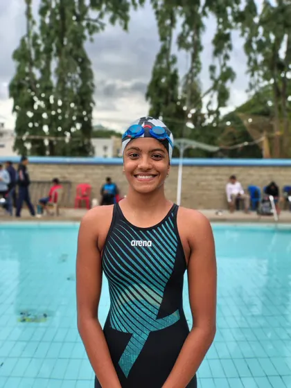 Sparsha S Harisha, a bronze medalist in the 400m Freestyle.