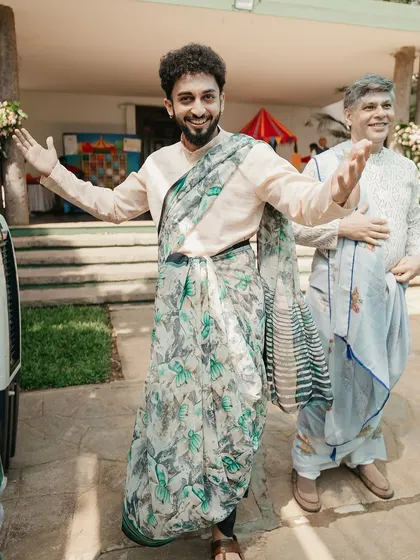 A fun and challenging game where the men were tasked with draping a saree, resulting in much amusement for everyone.