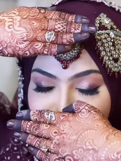 The final result is everything. This is the beautiful, deep maroon stain my bride achieved, all from my natural, chemical-free henna paste. The richness of the color against her bridal jewelry is just perfect.